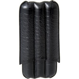 2483L - Leather Black Cigar Case (Holds 3)