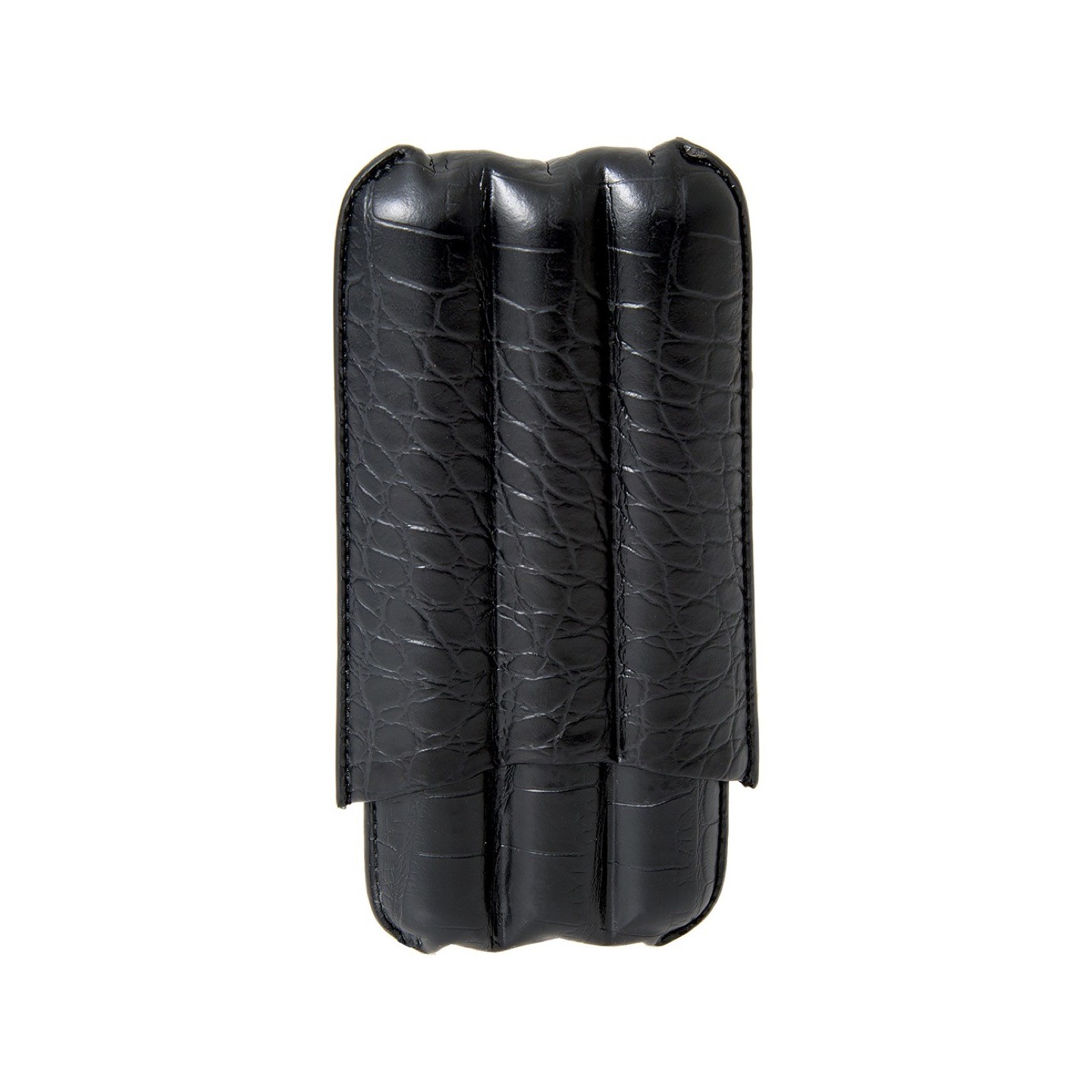 2483L - Leather Black Cigar Case (Holds 3)