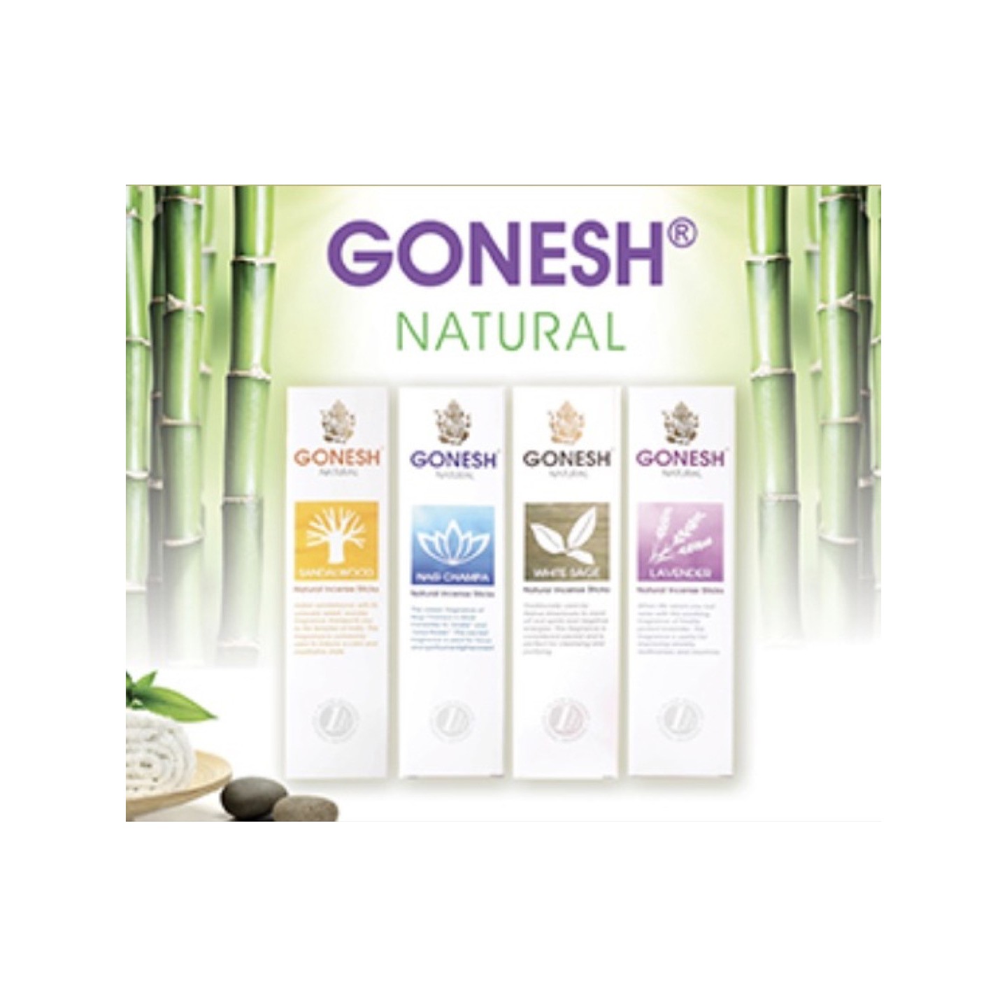 Gonesh Stick Natural 4PK of 20 Incense