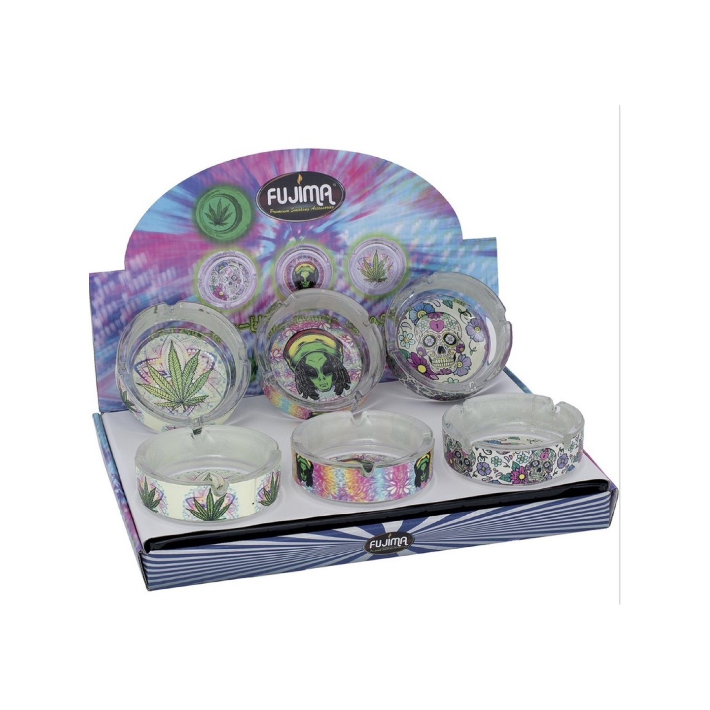 Glow In The Dark Glass Ashtray (GA42) 6CT