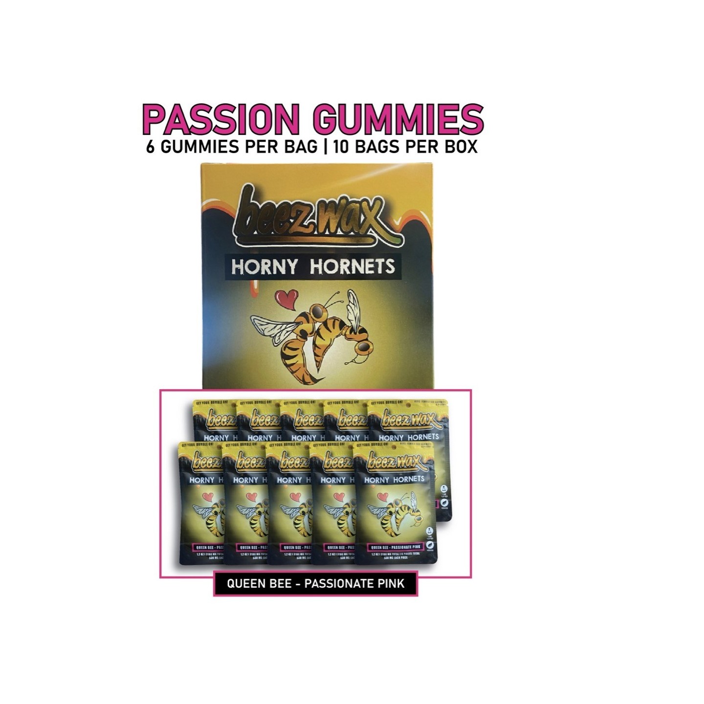 Horny Hornets Gummies - Passionate Pink 10PK