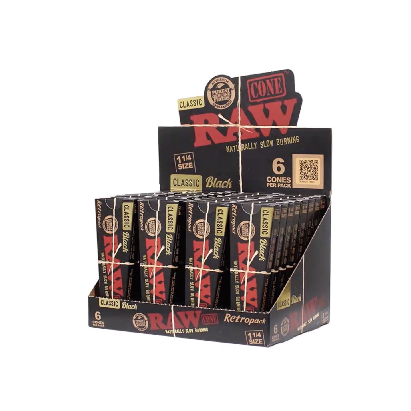 Raw Black Classic Cone 1 1/4 32CT-6PK