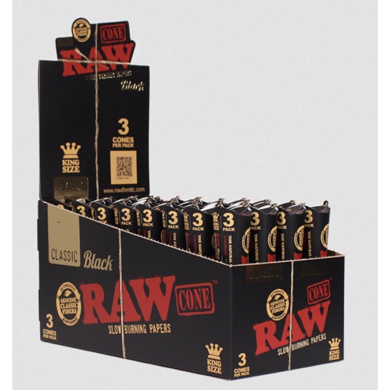 Raw Black Classic Cone King Size 32CT-3PK