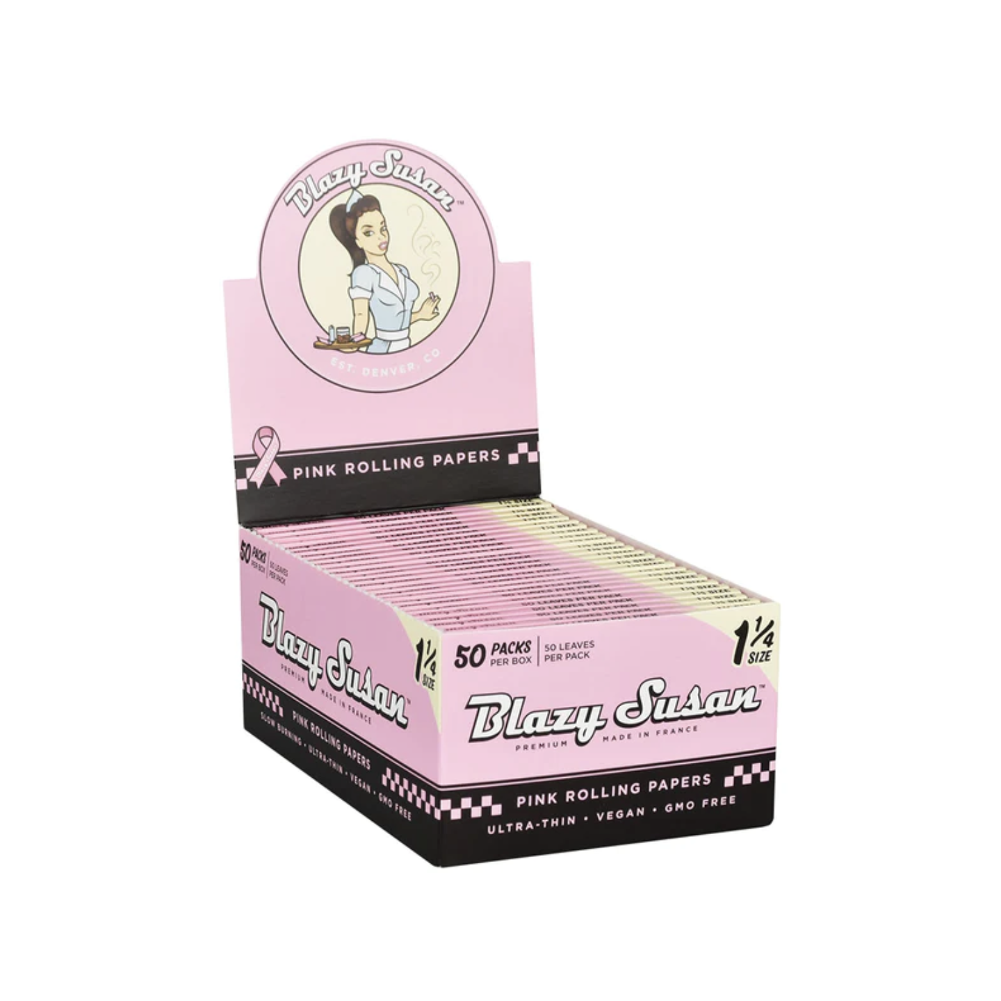 Blazy Susan Pink Rolling Papers (1 1/4) 50 Pack