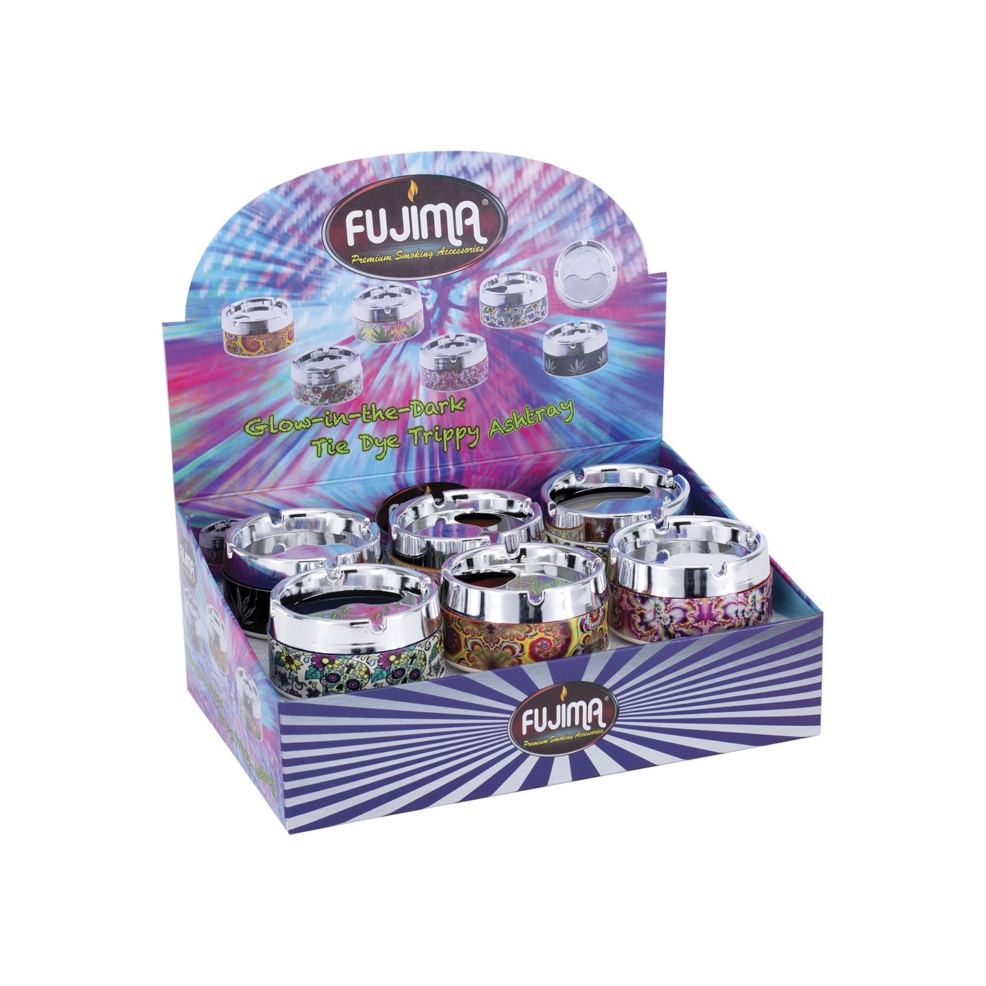 Tie Dye Glow in the dark Ashtray 12CT (AS139)