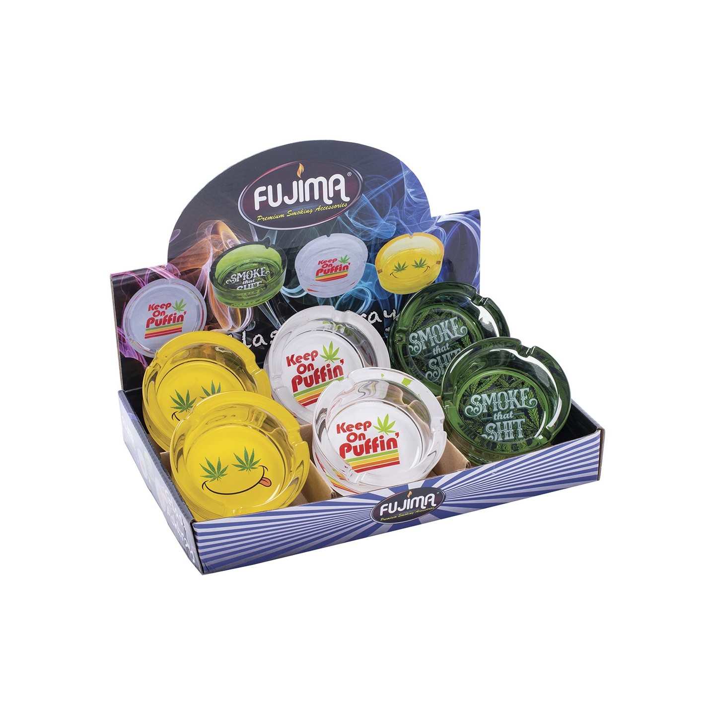 Glass Asst Ashtray 6PK (GA57)