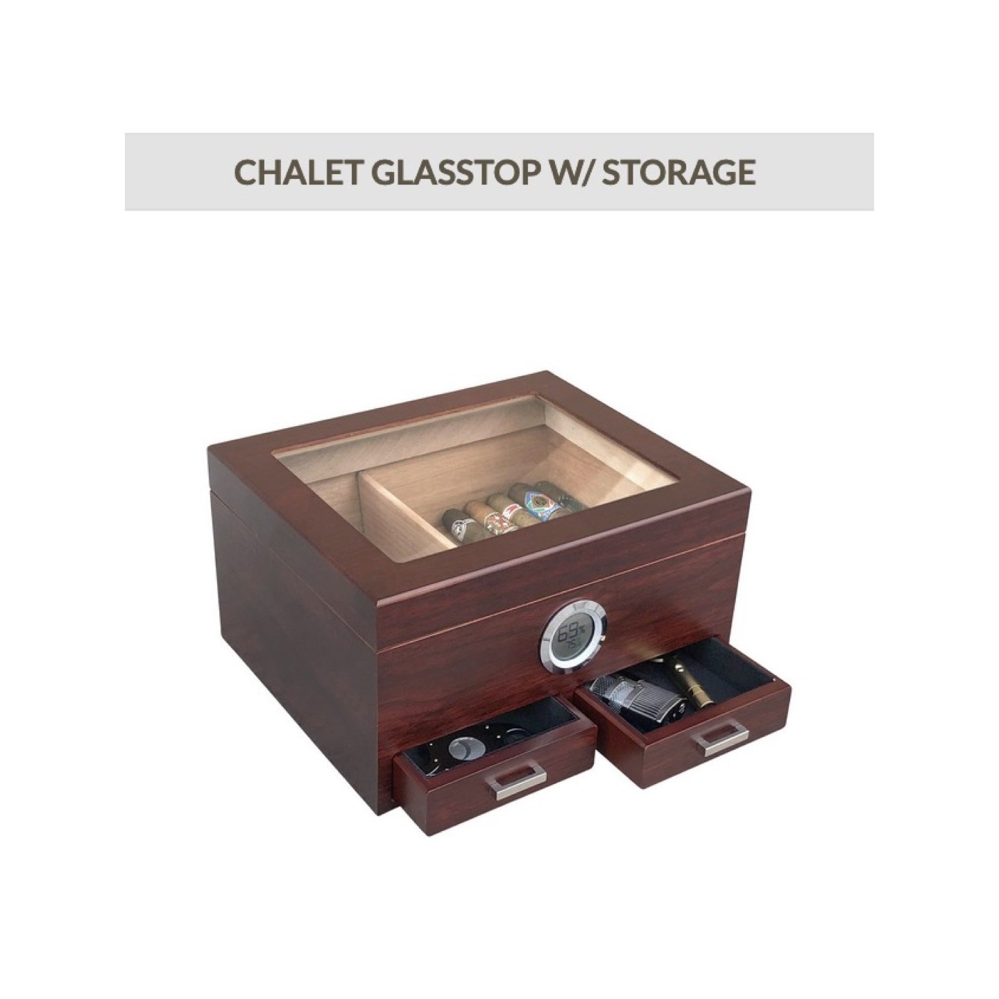 Chalet Humidor W/ Glass Top 50CT