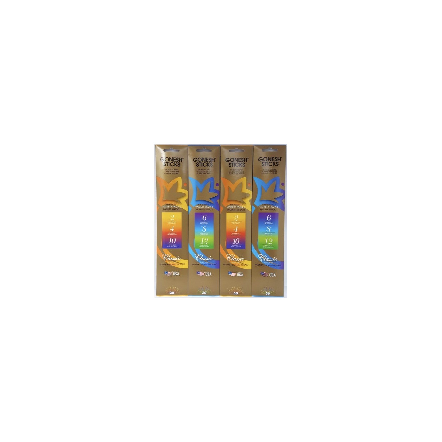 Gonesh Stick 4PKS of 20 Incense Numbers/Varitey