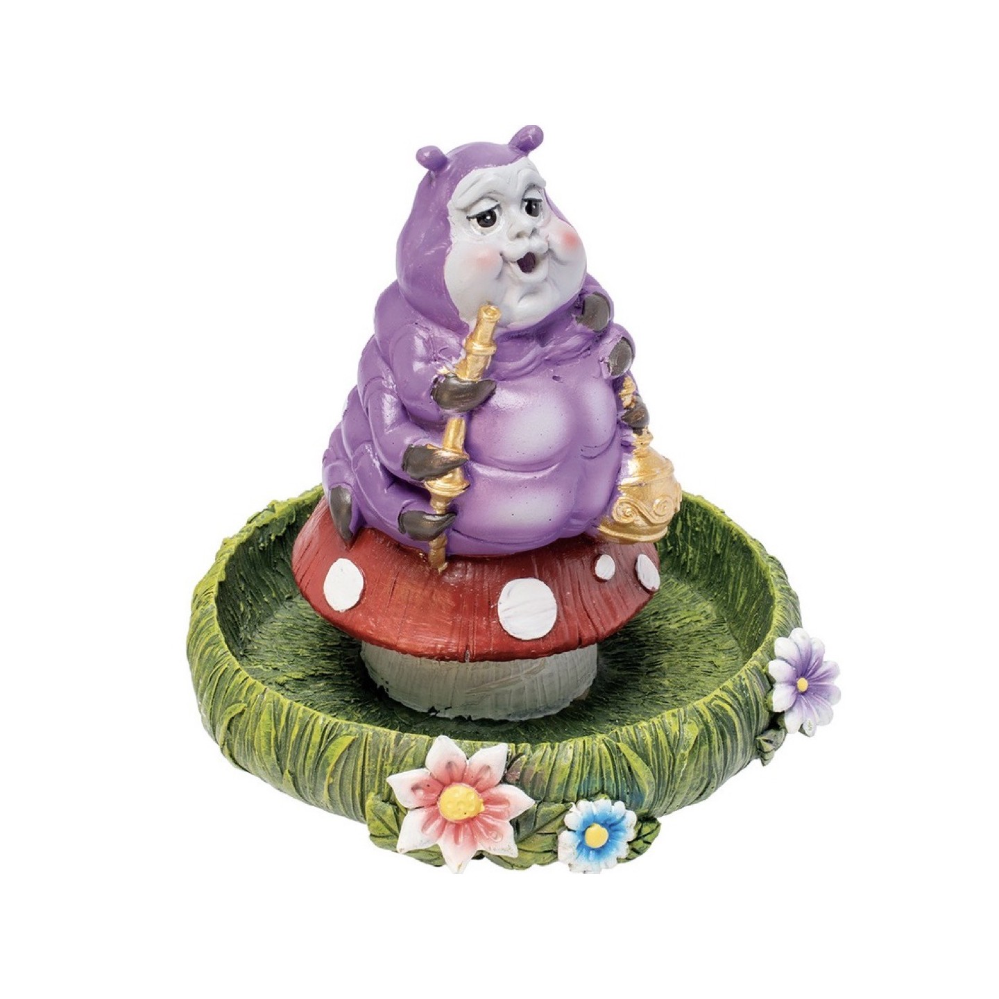 Alice Caterpillar Sitting Mushroom Dual Incense Burner (IBB11)