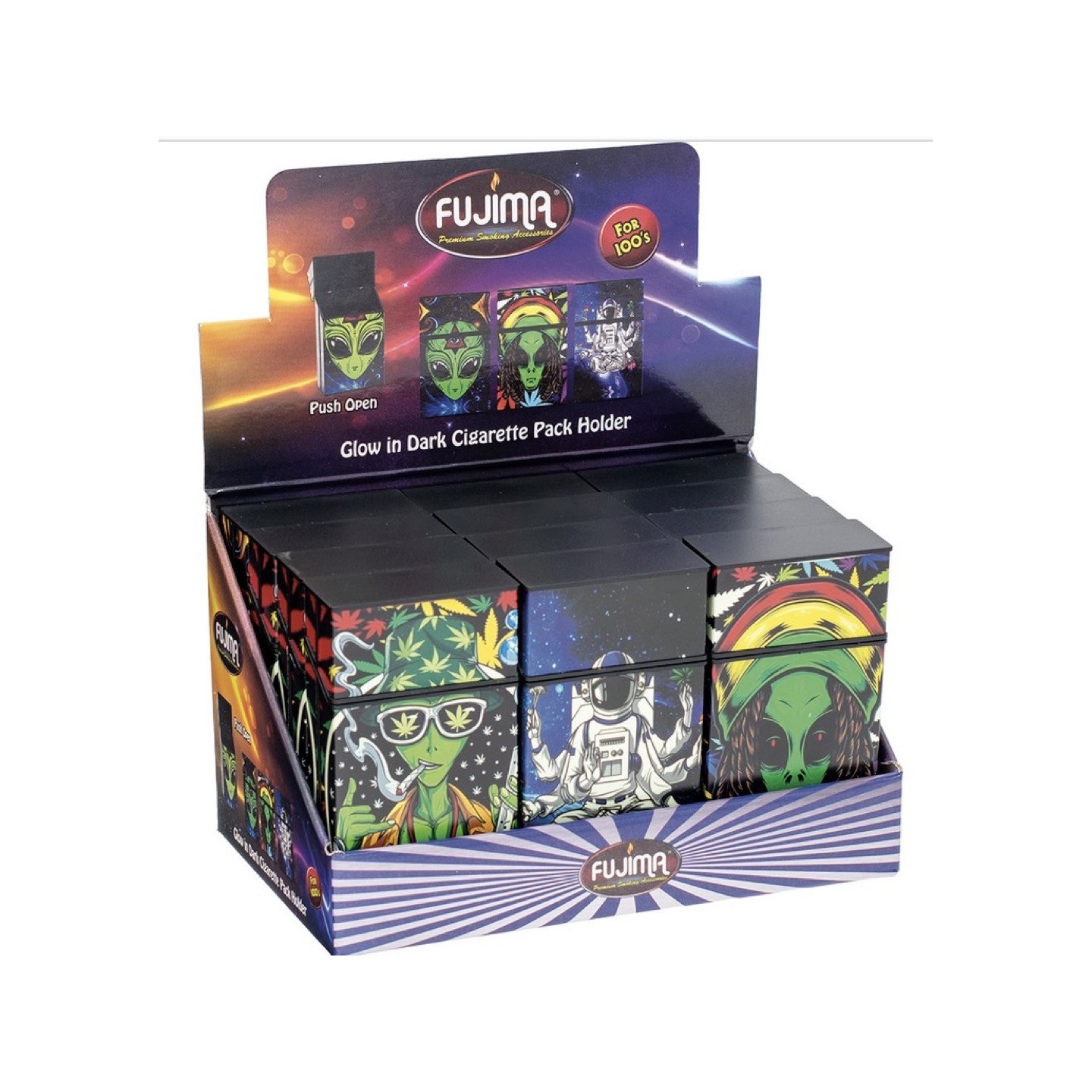 Cig Case Glow N Dark Alien Astronut KS 12CT (CH154)