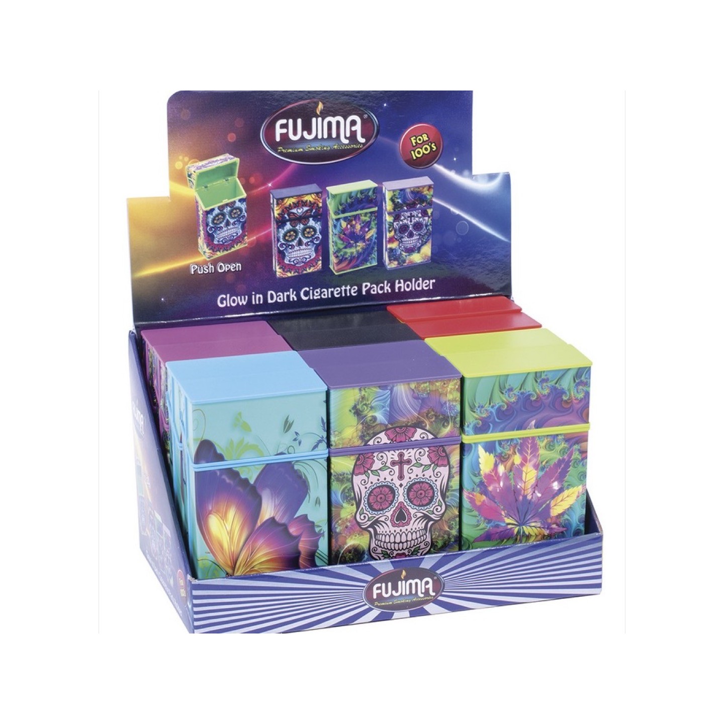 Cig Case Glow N Dark Trippy 100s 12CT (CH139)