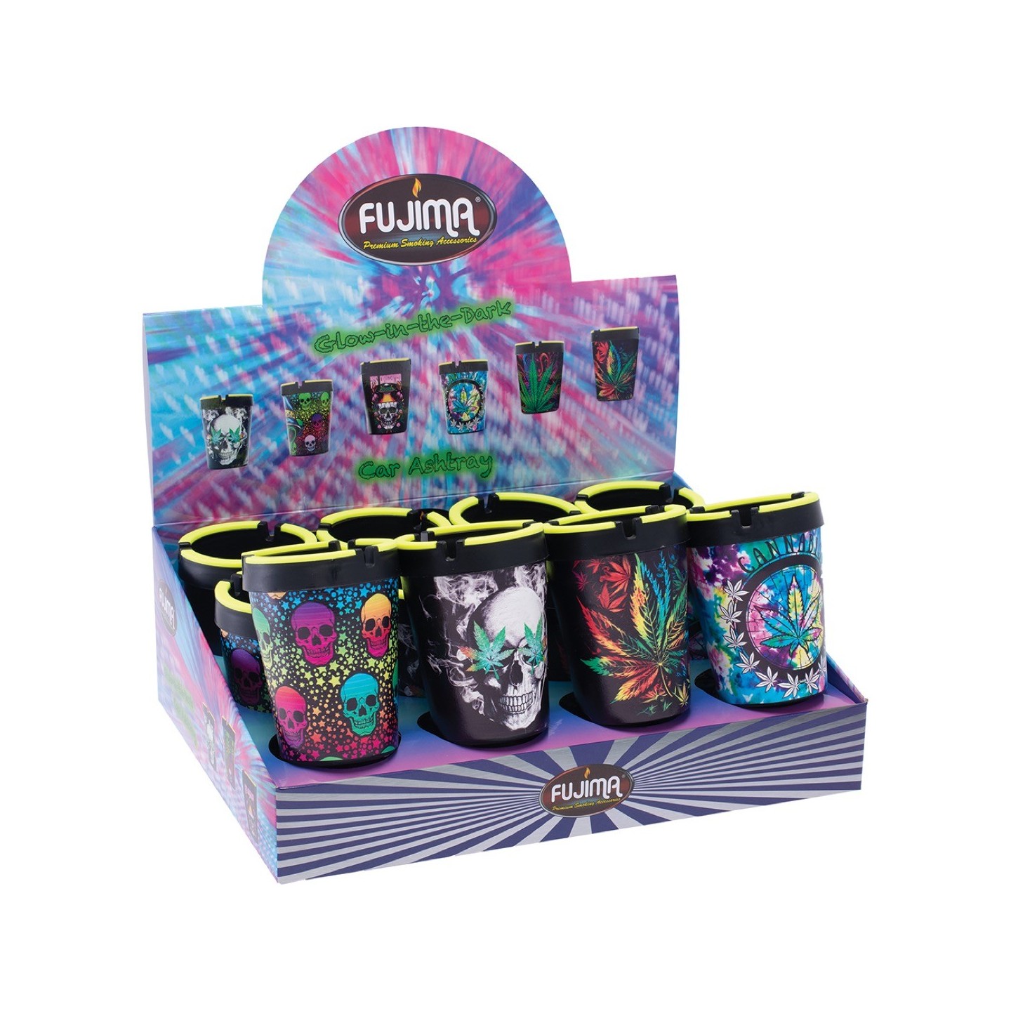 Leaf & Skull Glow N Dark Ashtray 12CT (EX37)