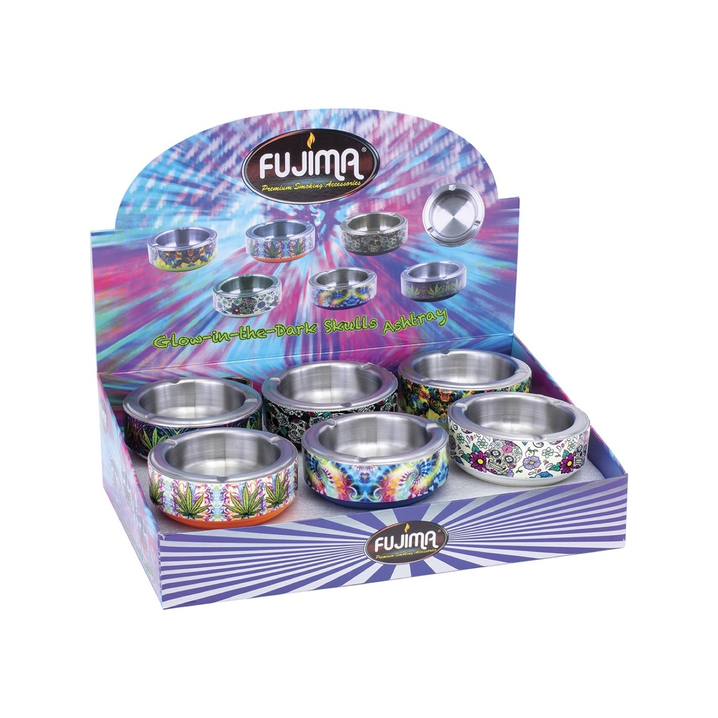 Sugar Skull Glow N Dark Ashtray 12CT (AS140)