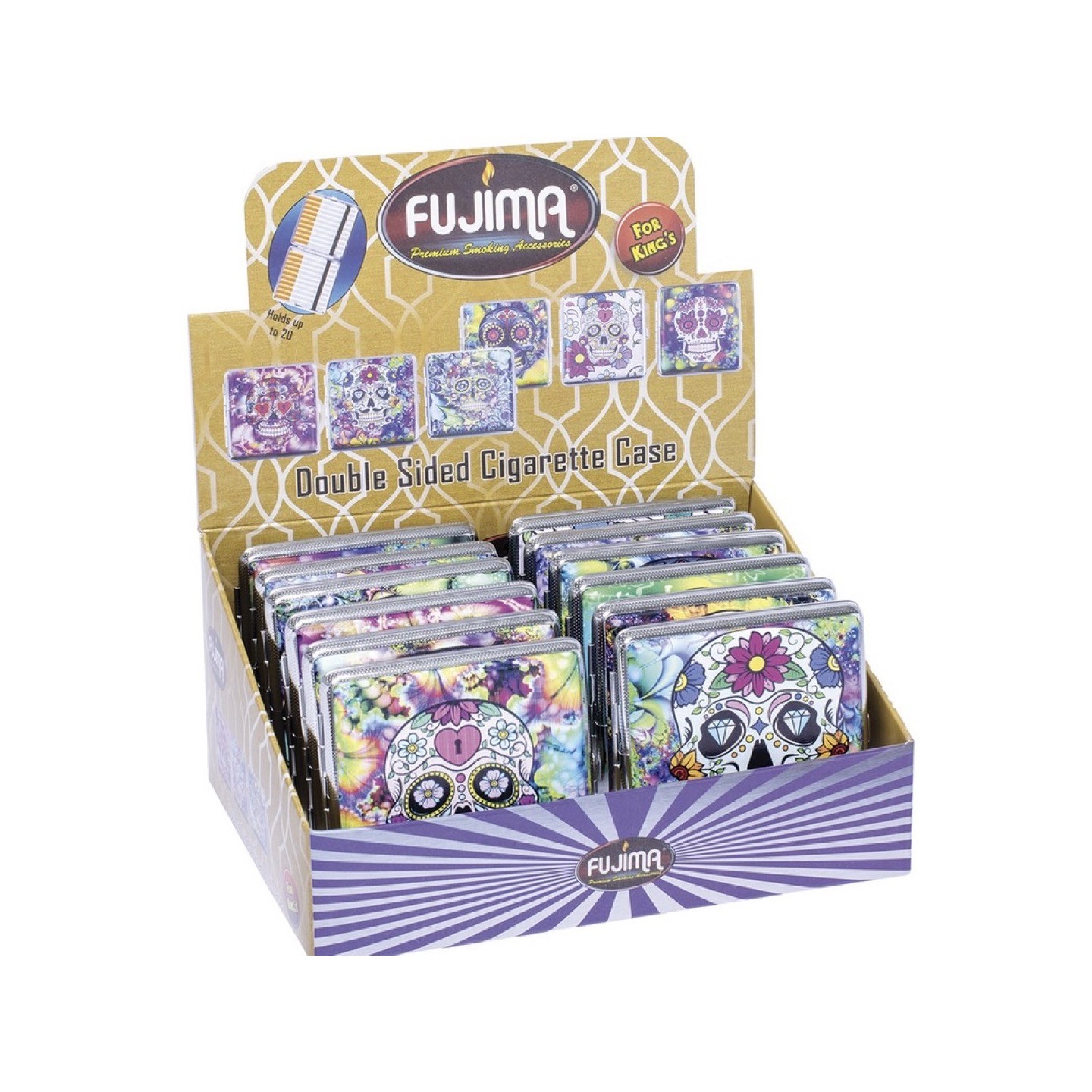 Skull Design Leather Cig Case - 100 12CT (CLC31)