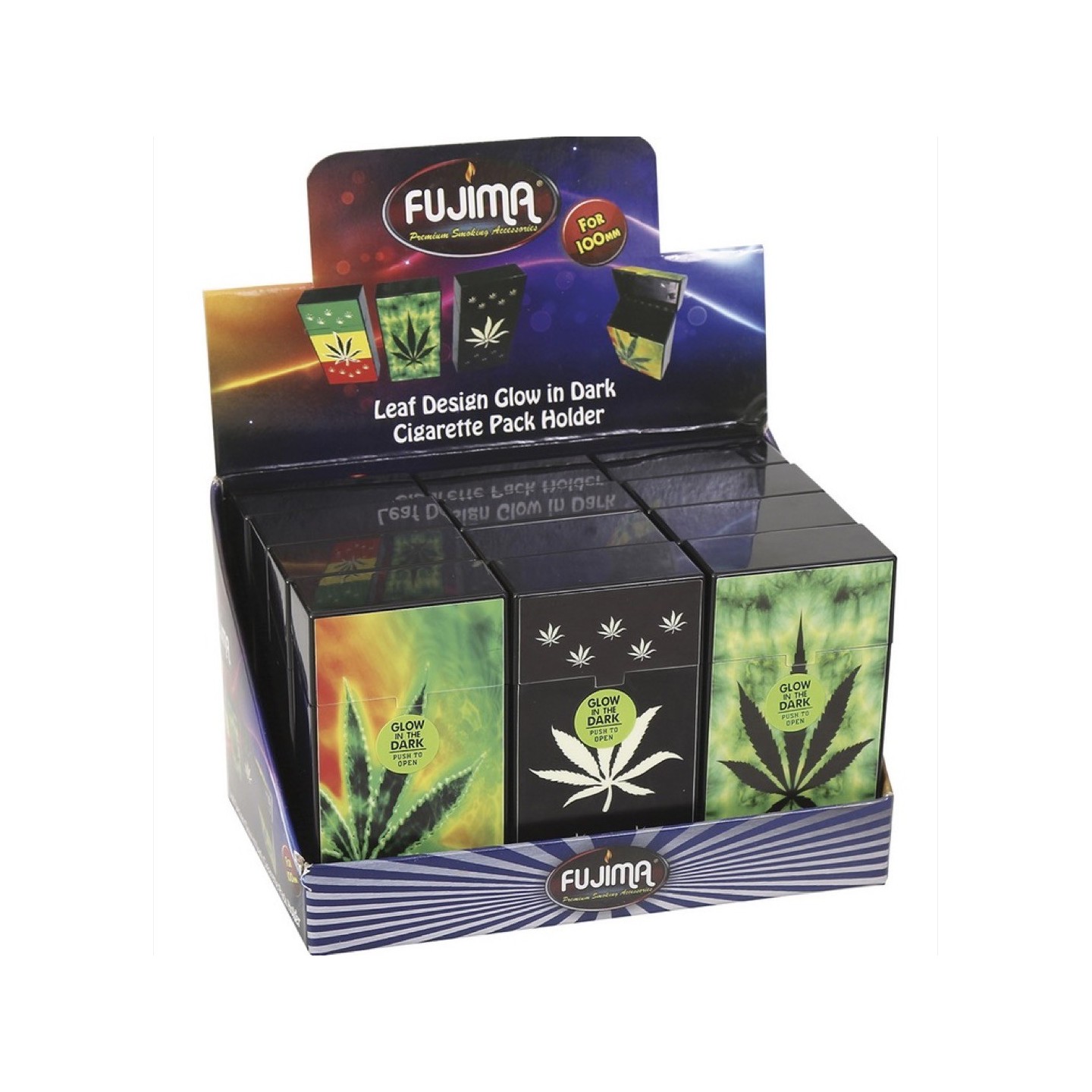 Cig Case Leaf Glow In Dark 100 12CT (CH105)