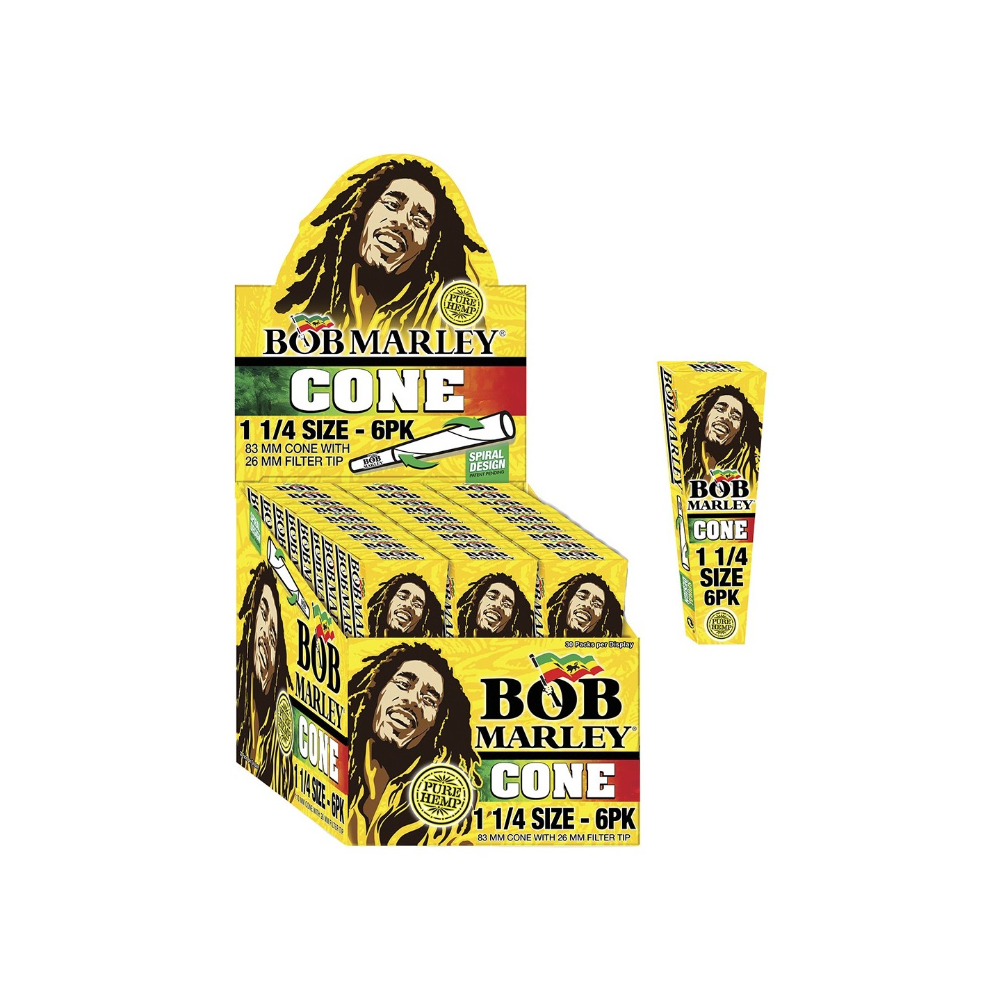 Bob Marley Pre-Rolled Cones 1 1/4 (33CT-6PK)