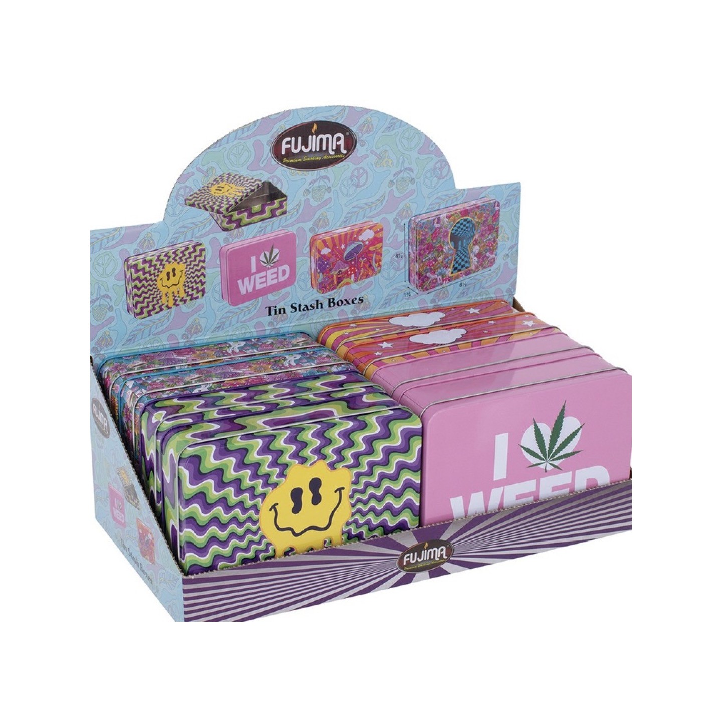 Tin Stash Box ASST Printed 8CT (TIN12)