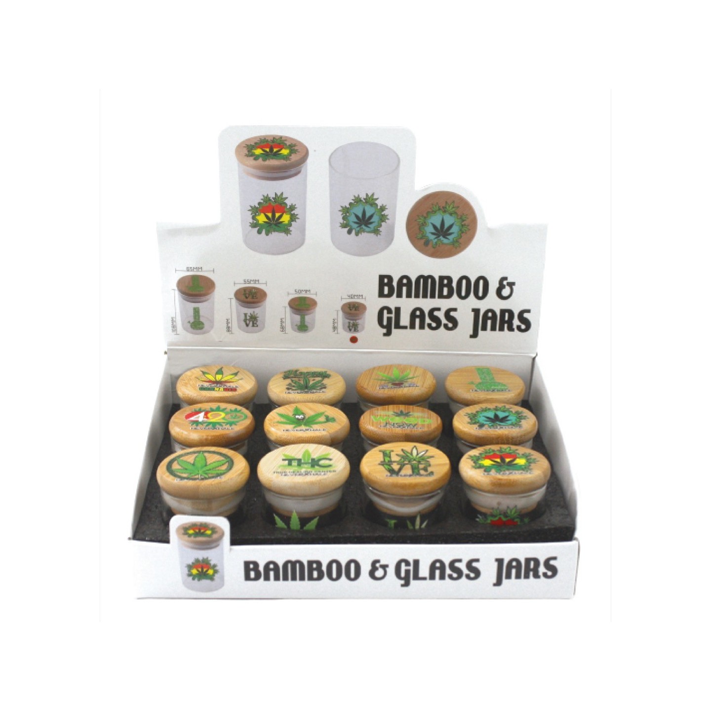 Glass Stash Jar Bamboo (GS30469) 12pk