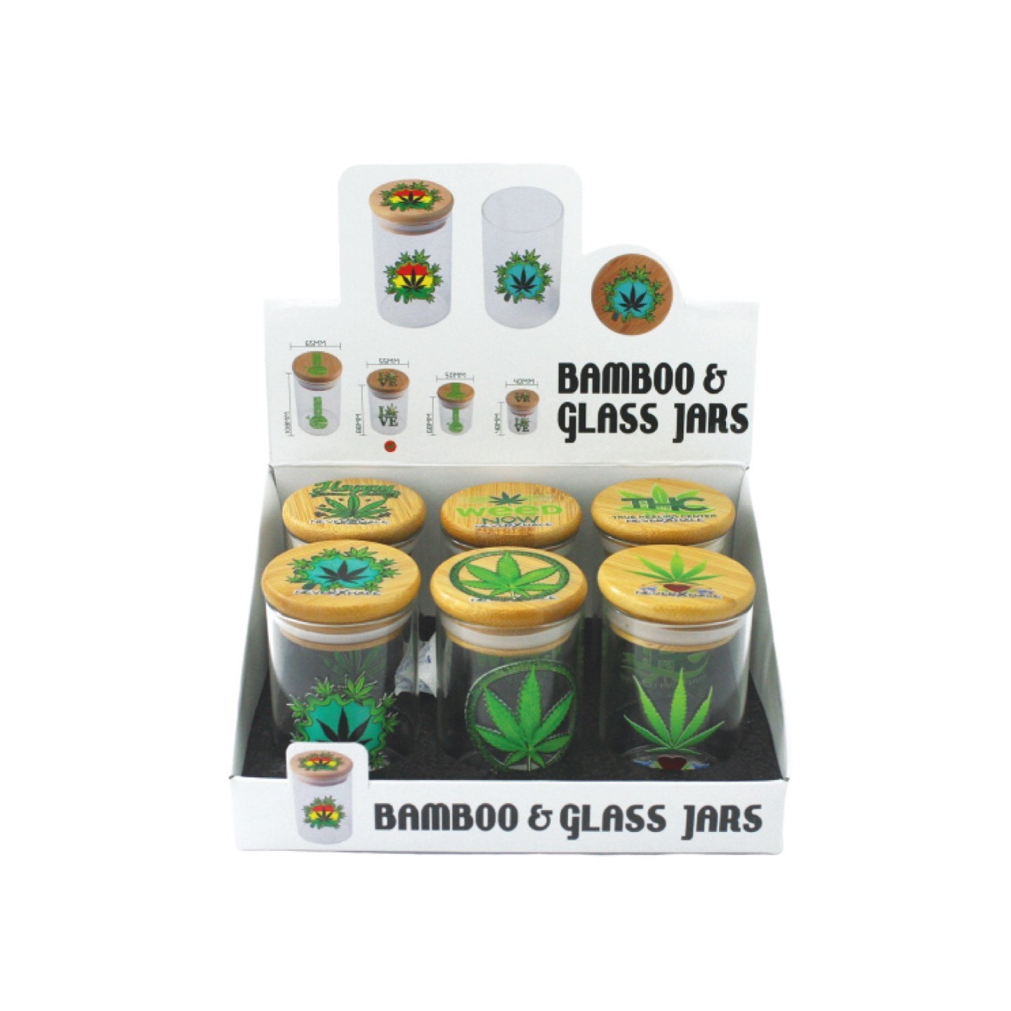 Glass Stash Jar Bamboo (GS30471-2) 6PK