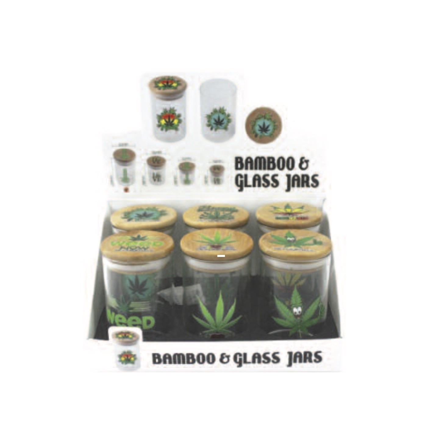 Glass Stash Jar Bamboo (GS30472-2) 6PK