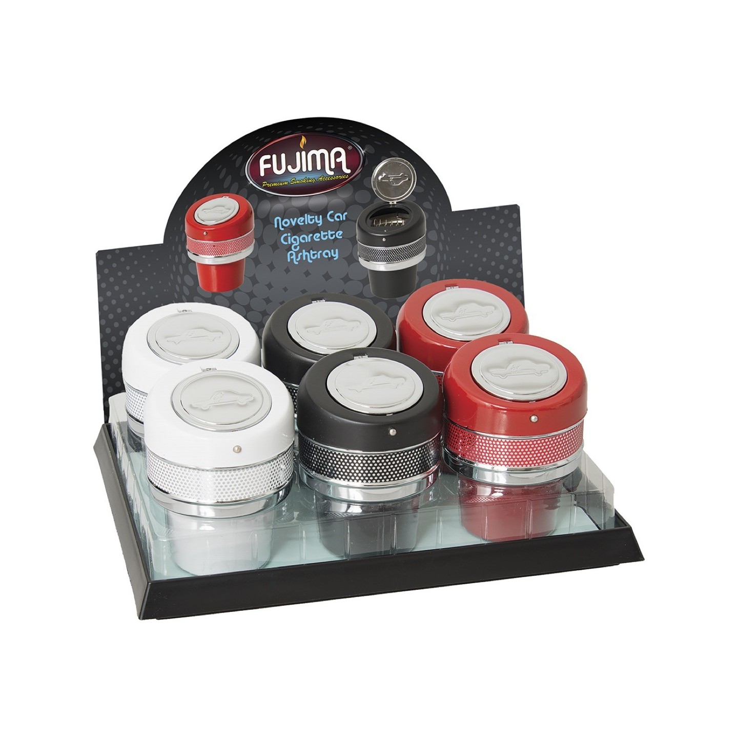 Black Red & White Car Ashtray 6CT AS151