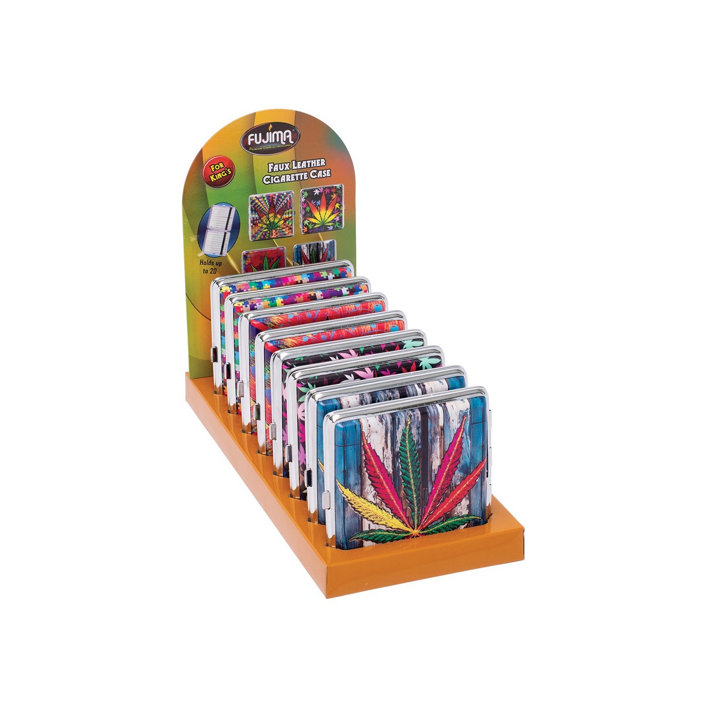 Cig Case Leather Leaf 8CT CLC38