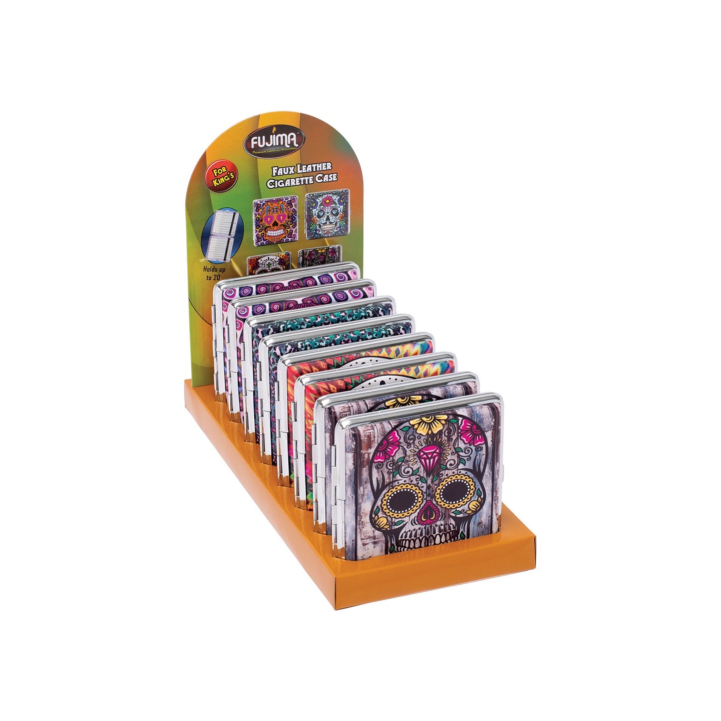 Cig Case Leather Skull 8CT CLC40