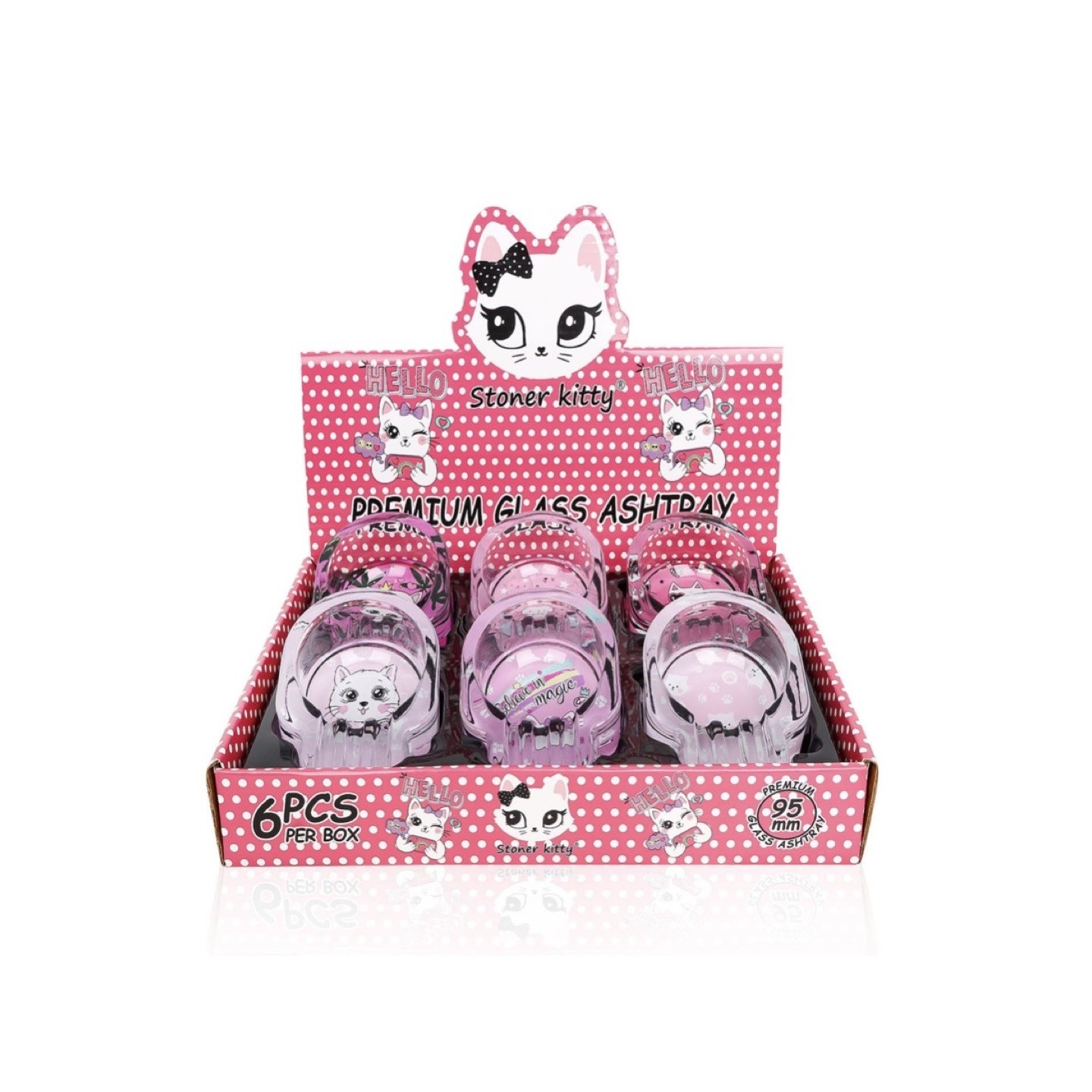 Premium Glass Ashtray Stoner Kitty 6CT