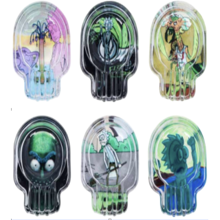 Premium Glass Ashtray R&M Skull 6CT