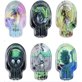 Premium Glass Ashtray R&M Skull 6CT