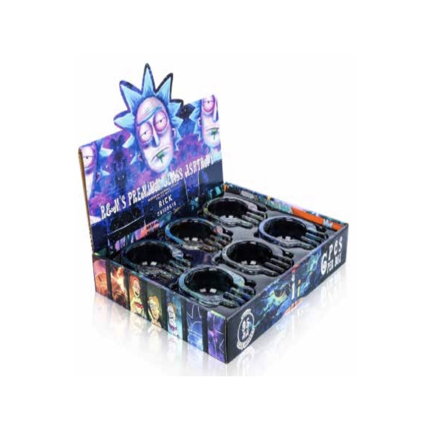 Premium Glass Ashtray R&M Skull 6CT