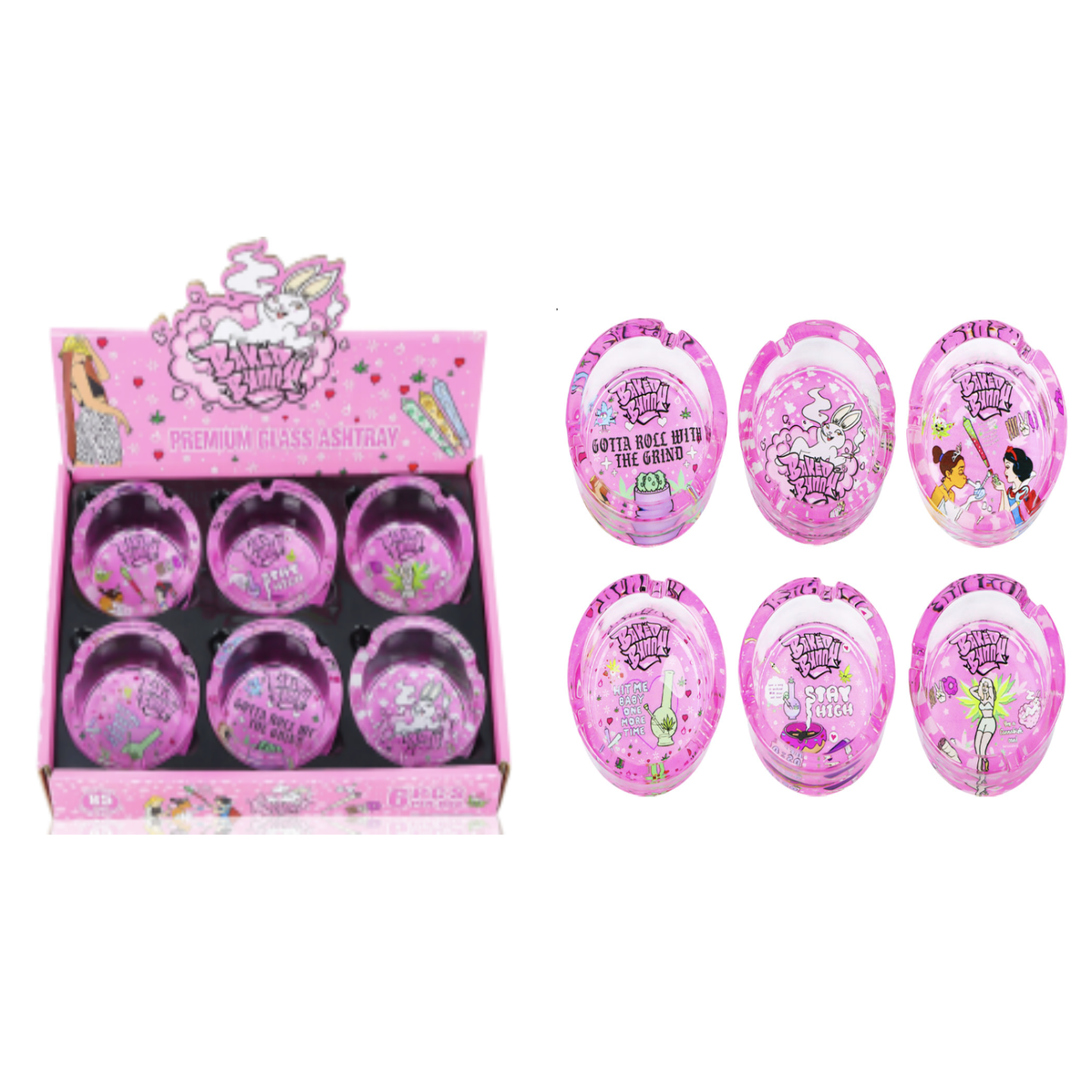 Premium Glass Ashtray Baked Bunny 6CT