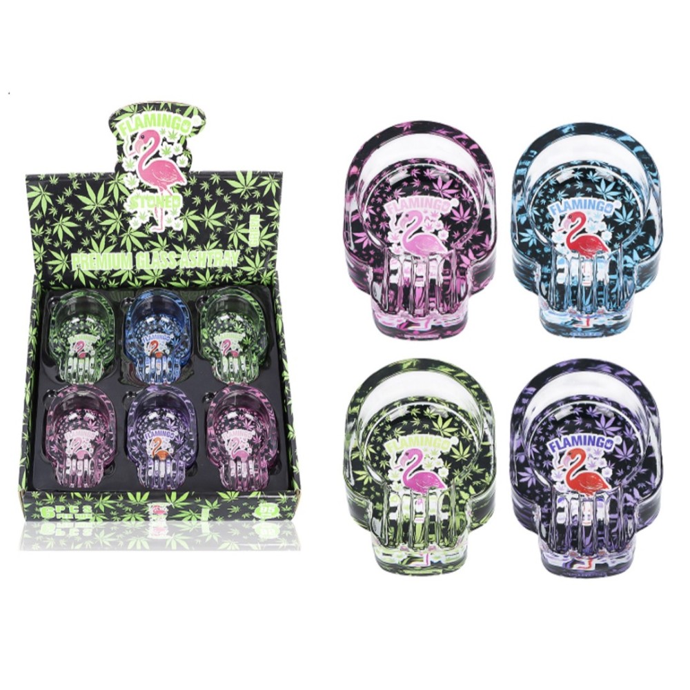 Premium Glass Ashtray Flamingo Stone 6CT