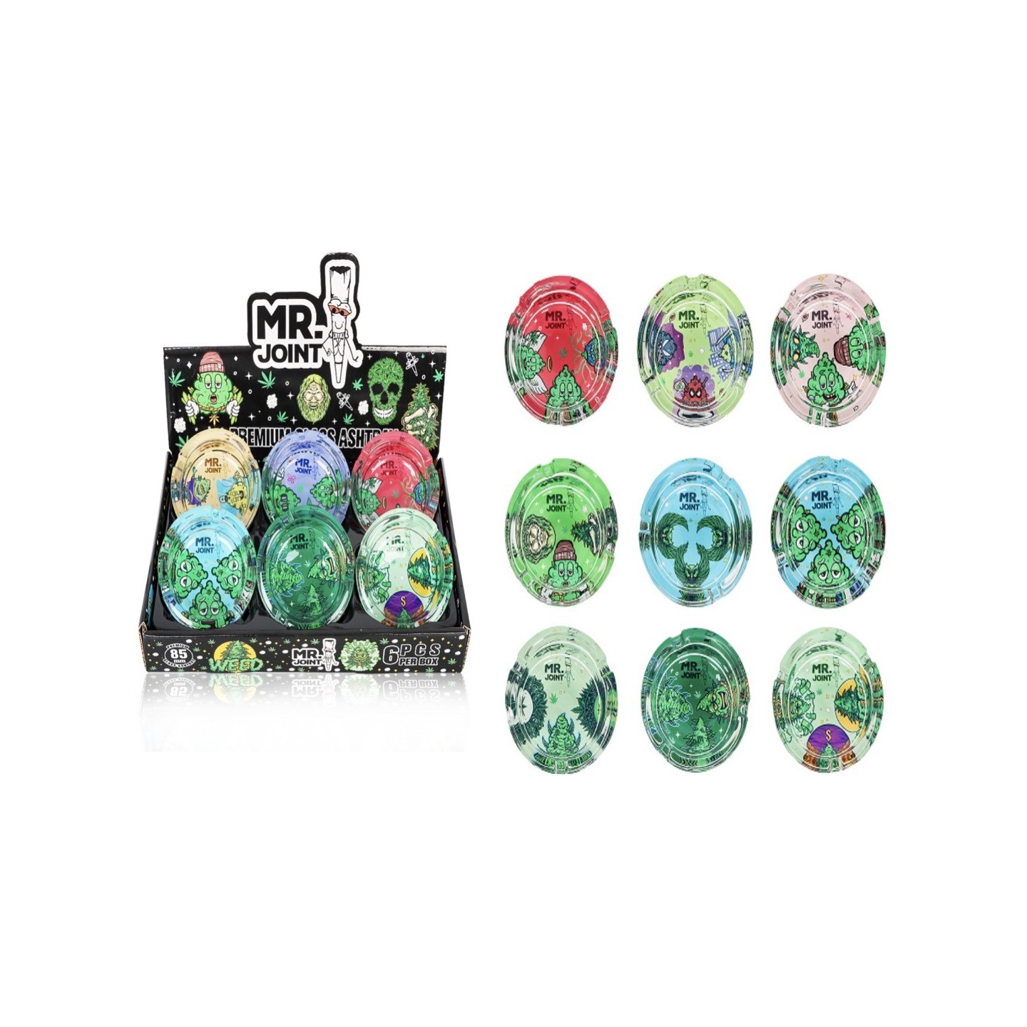 Premium Glass Ashtray MR. Joint 6CT