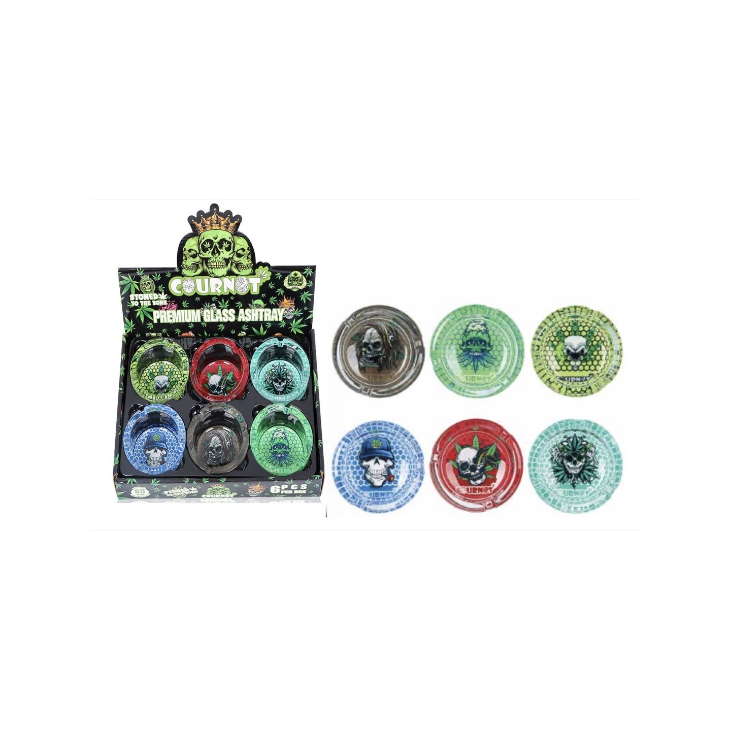 Premium Glass Ashtray COURNOT 6CT