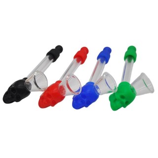 Skull Glass Pipe with silicone/Screens