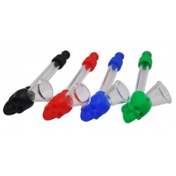 Skull Glass Pipe with silicone/Screens