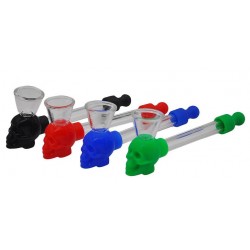 Skull Glass Pipe with silicone/Screens