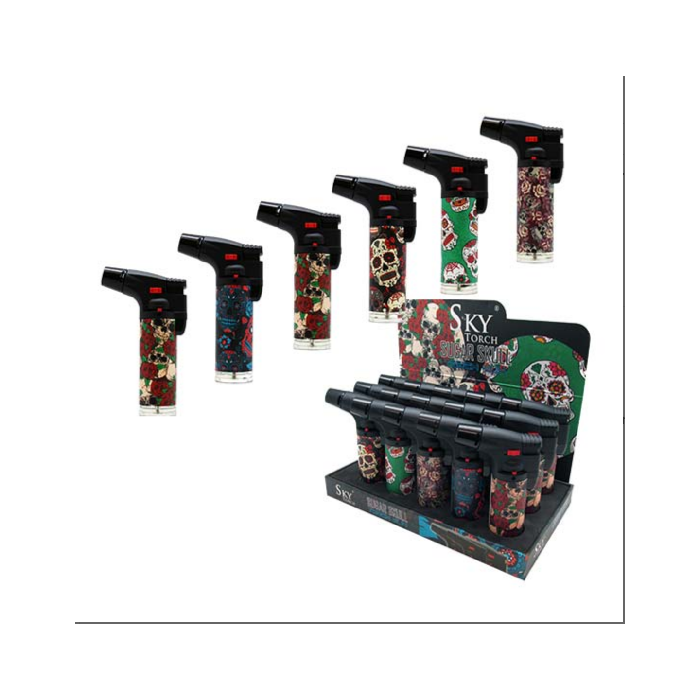 Sugar Skull Torch Lighter 4" 15/DLY