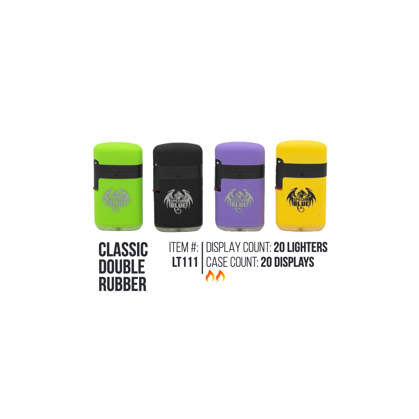 Classic Double Rubber Lighter 20/Display