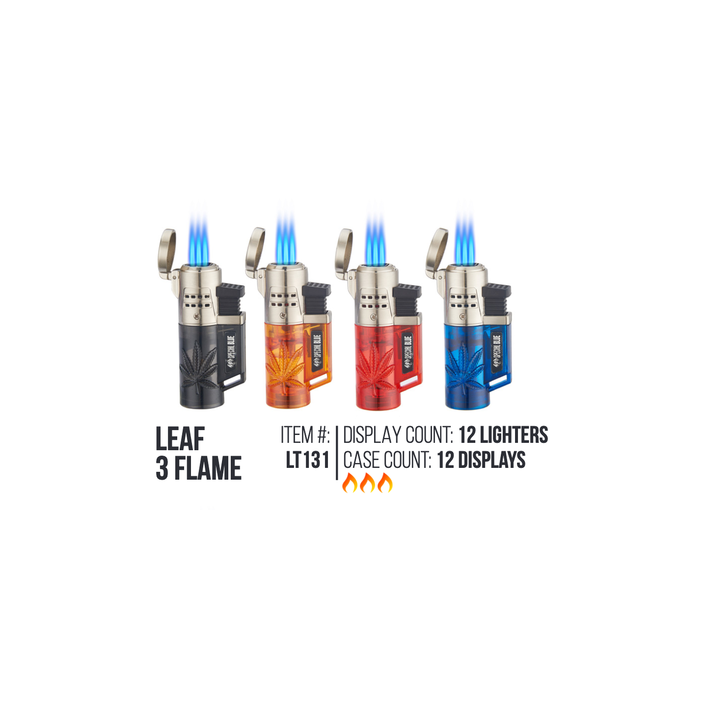 Leaf 3 Flames Lighter 12/Display