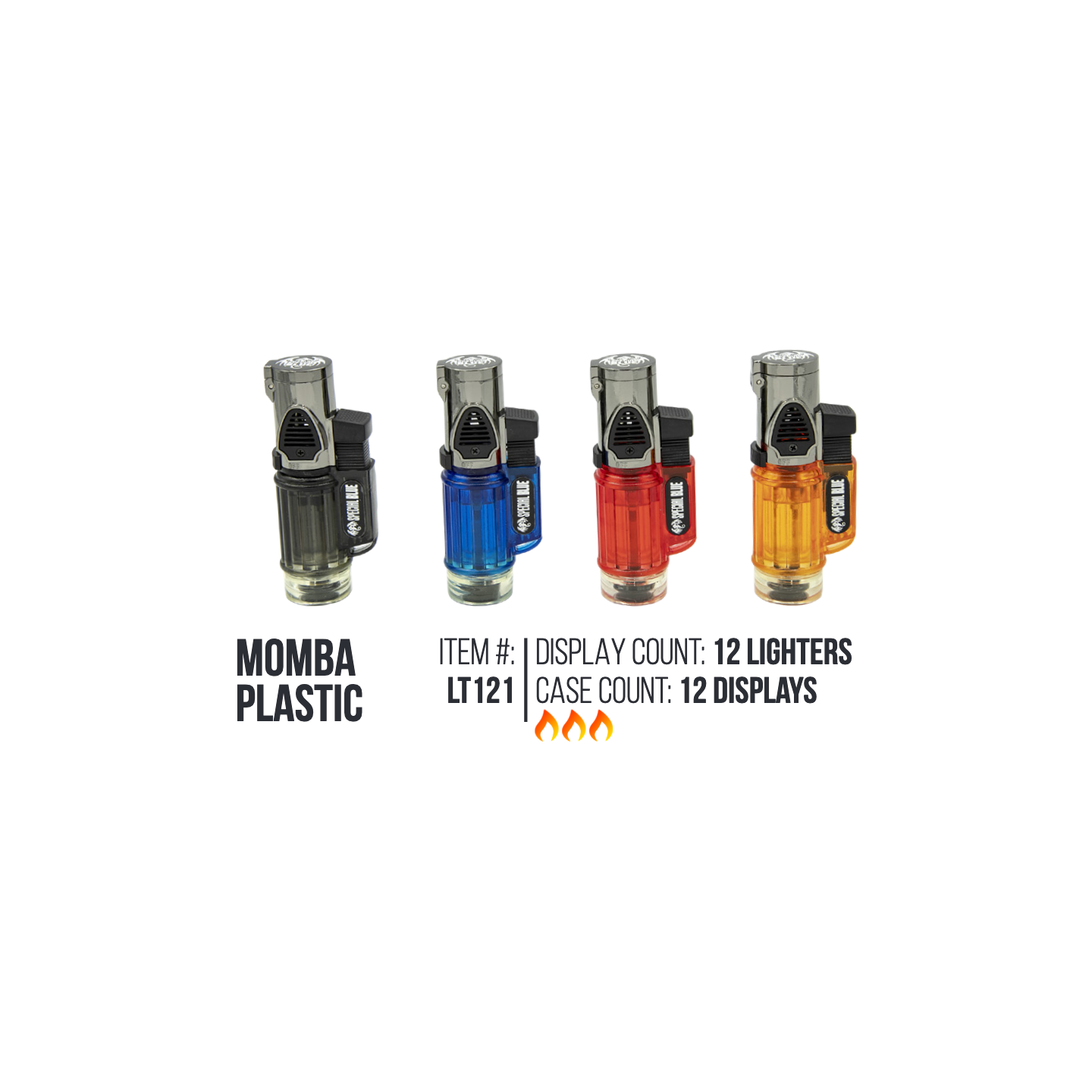 Momba Plastic Lighter 12/Display