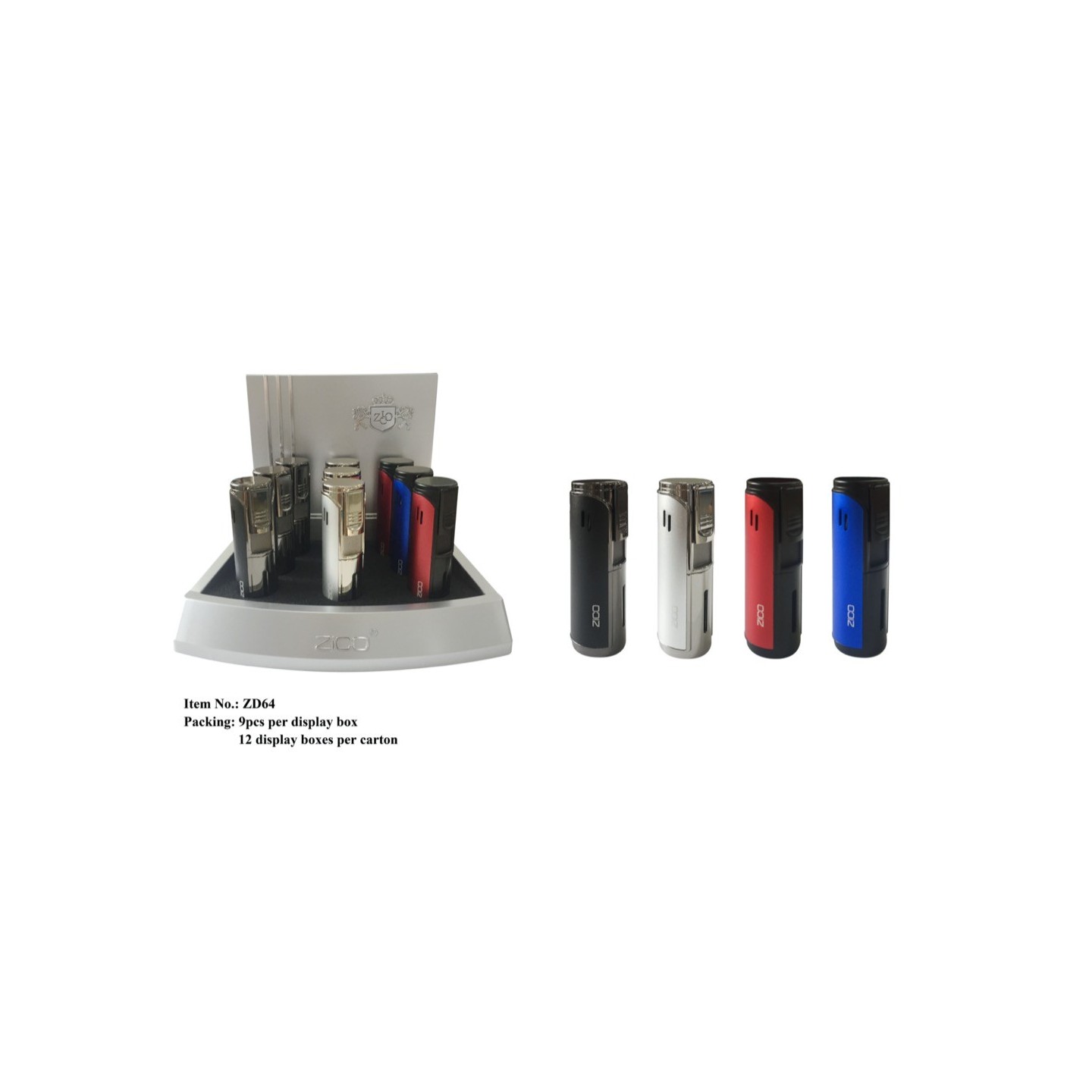 Zico ZD-64 Five Torch Flame Lighter 9pk